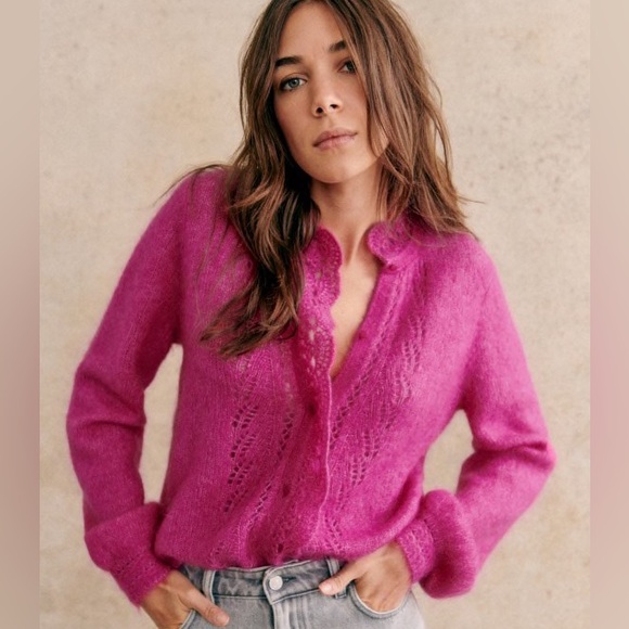 Sezane Sweaters - Sezane ANGIE CARDIGAN - PINK CREATION